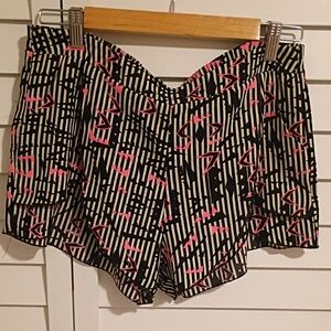 Black and Pink Geometric Patterned Shorts